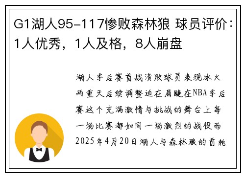 G1湖人95-117惨败森林狼 球员评价：1人优秀，1人及格，8人崩盘